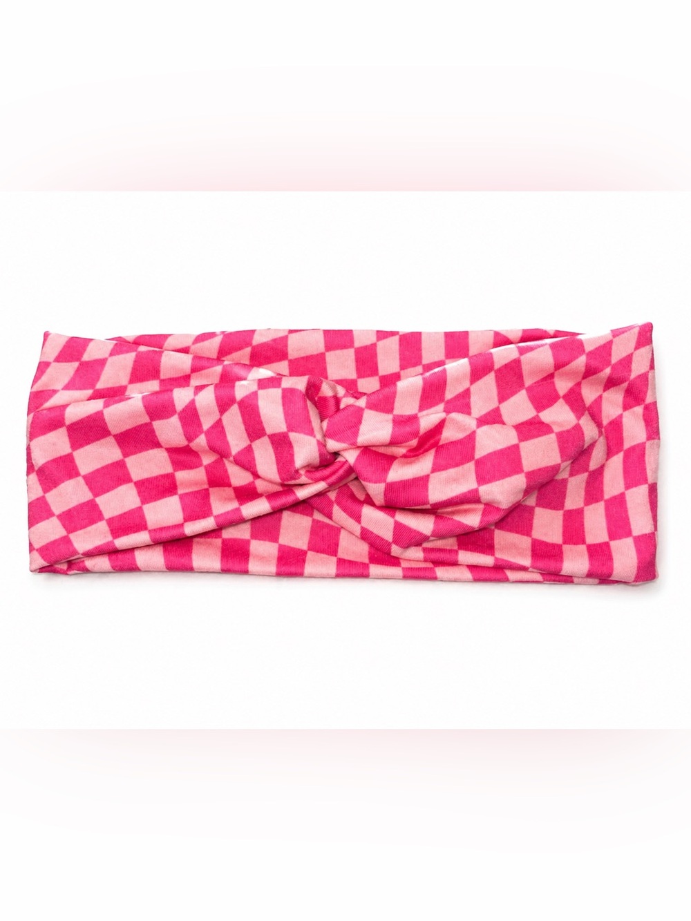 NEW Pink Checkerboard Knot Headband Wrap | Boutique Stretch Turban Style Hair